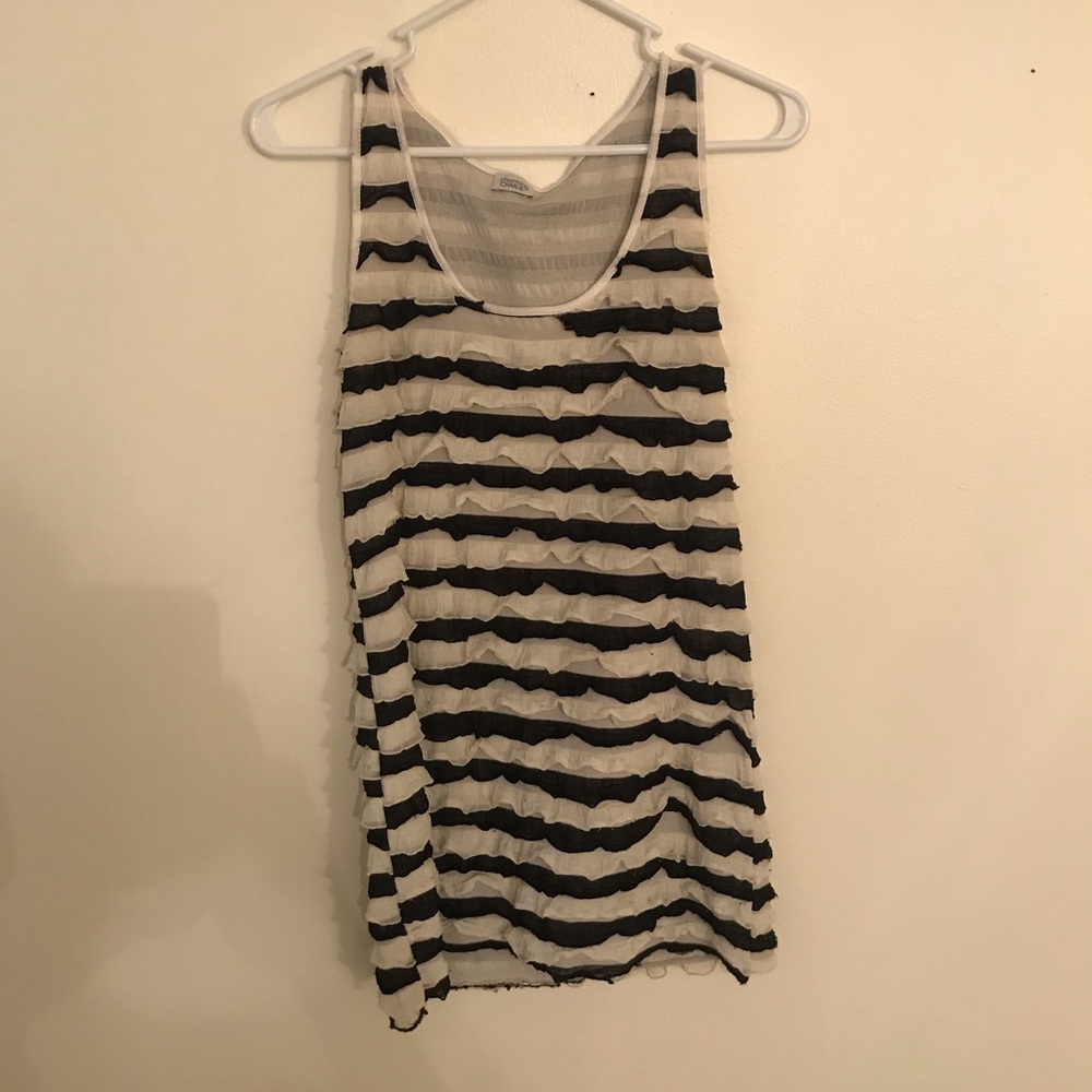 Charming Charlie’s Black and white frill tank top